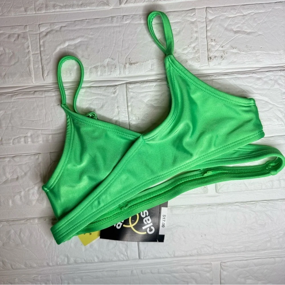 Art Class Green Swimwear Top Only Kids Girls Small (6/7)